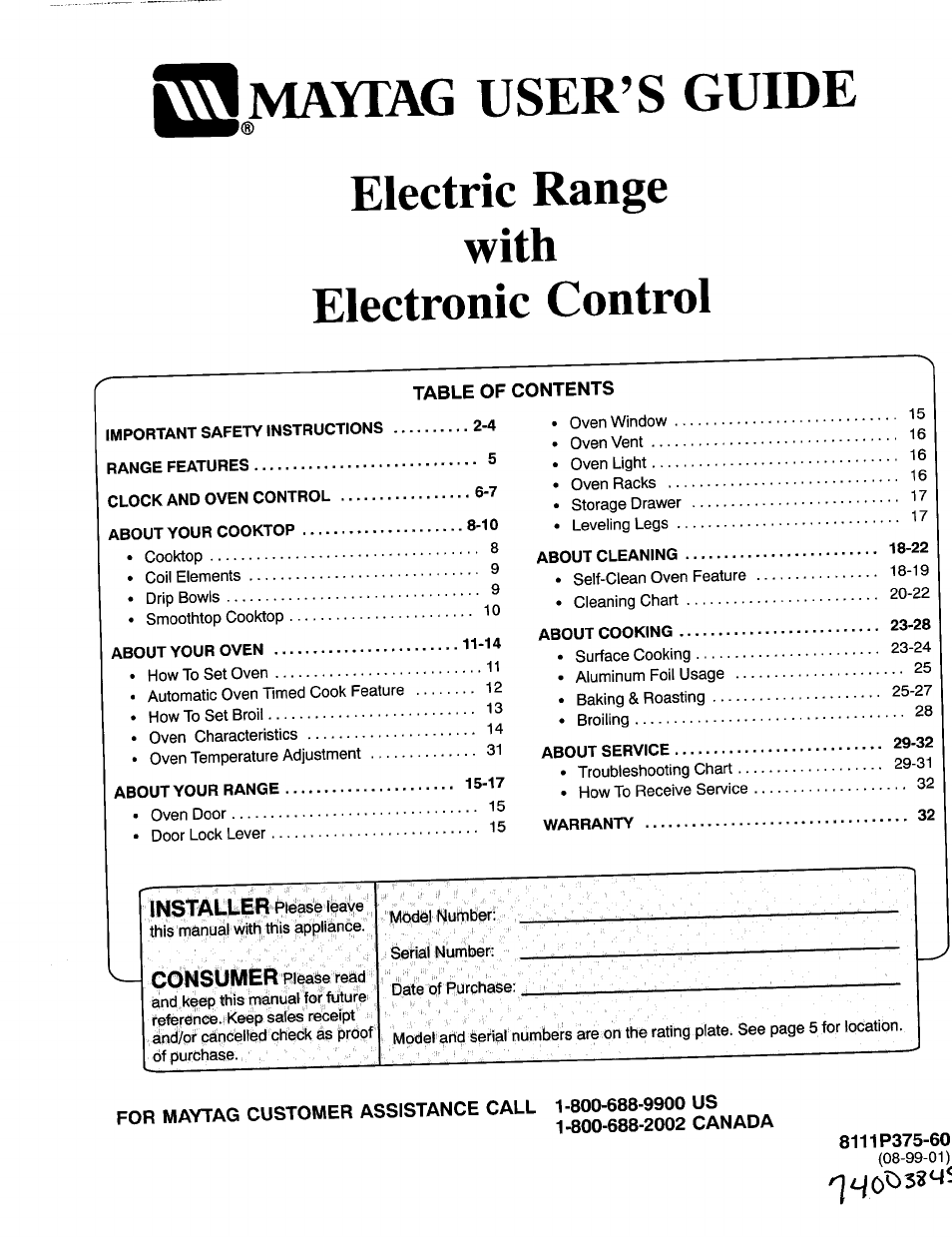 Maytag 8111P375-60 User Manual | 32 pages