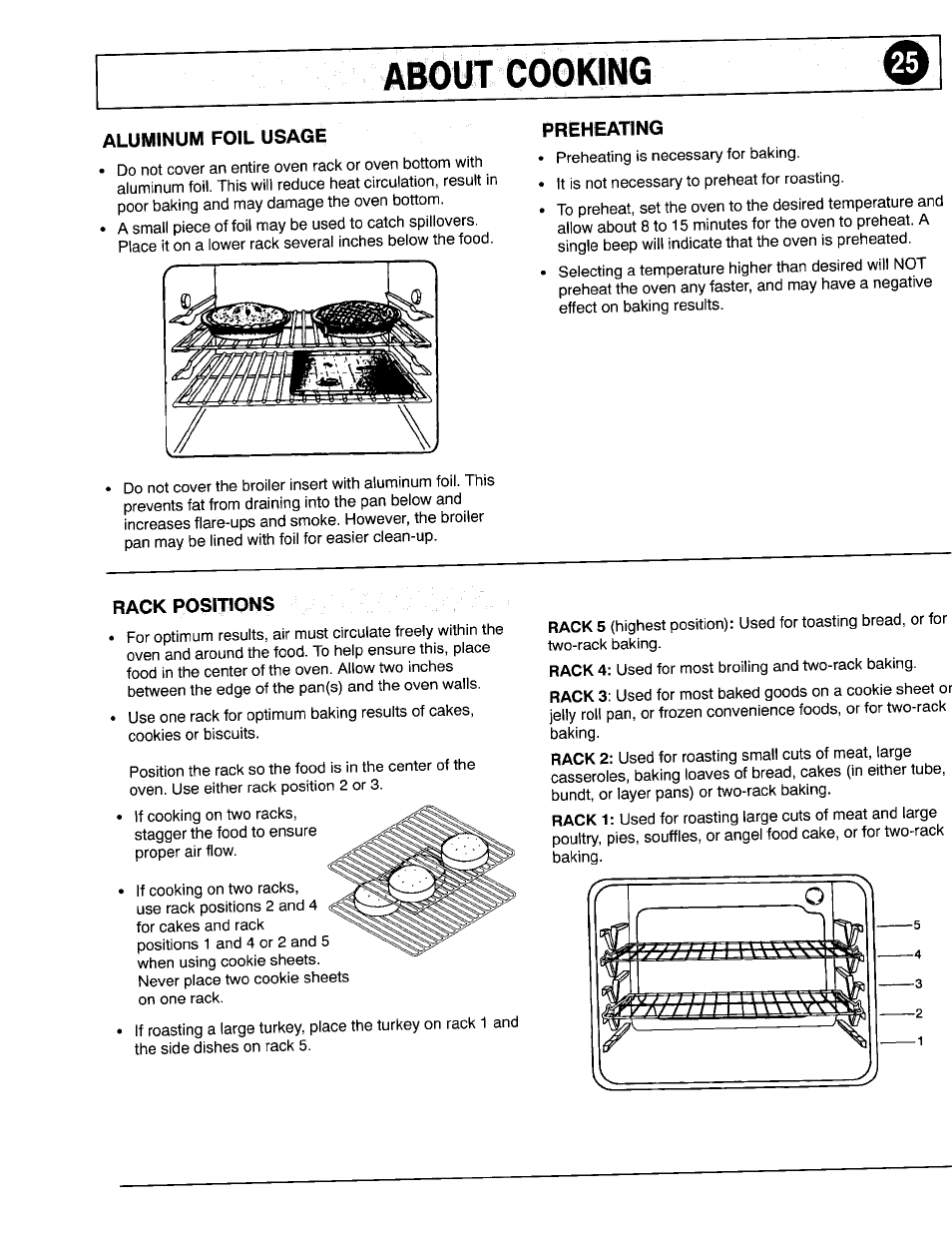 About cooking, Preheating, Posmons | Maytag 8111P375-60 User Manual | Page 25 / 32