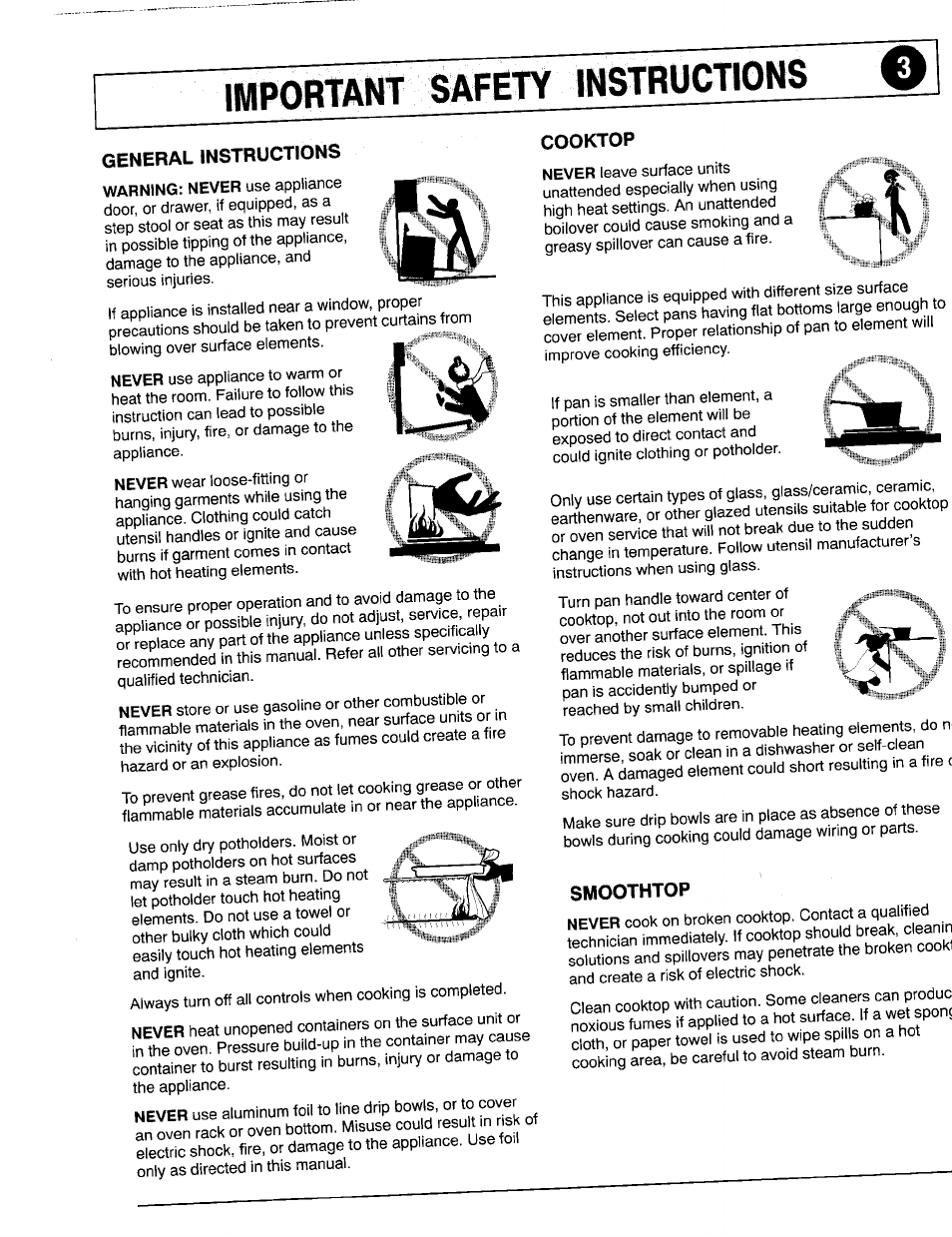 Important safety instructions, Cooktop, Smoothtop | Maytag 8111P375-60 User Manual | Page 3 / 32