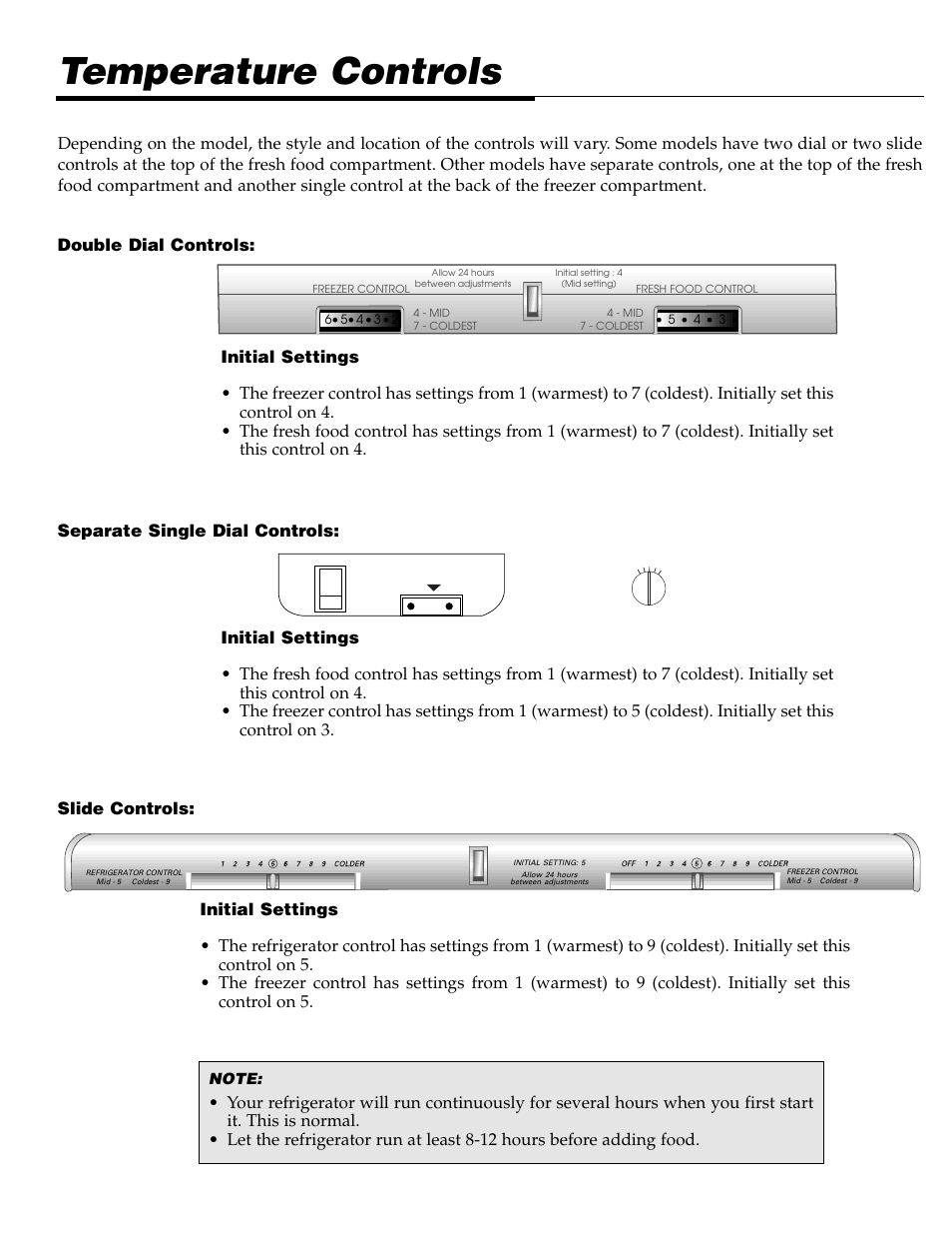 Temperature controls | Maytag Top Mount Refrigerator 61005299 User Manual | Page 4 / 16