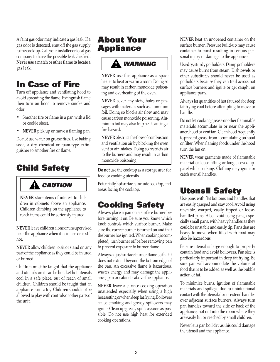 Child safety, Utensil safety, About your appliance | Cooking safety, Save these instructions for future reference | Maytag 8111P504-60 User Manual | Page 3 / 28