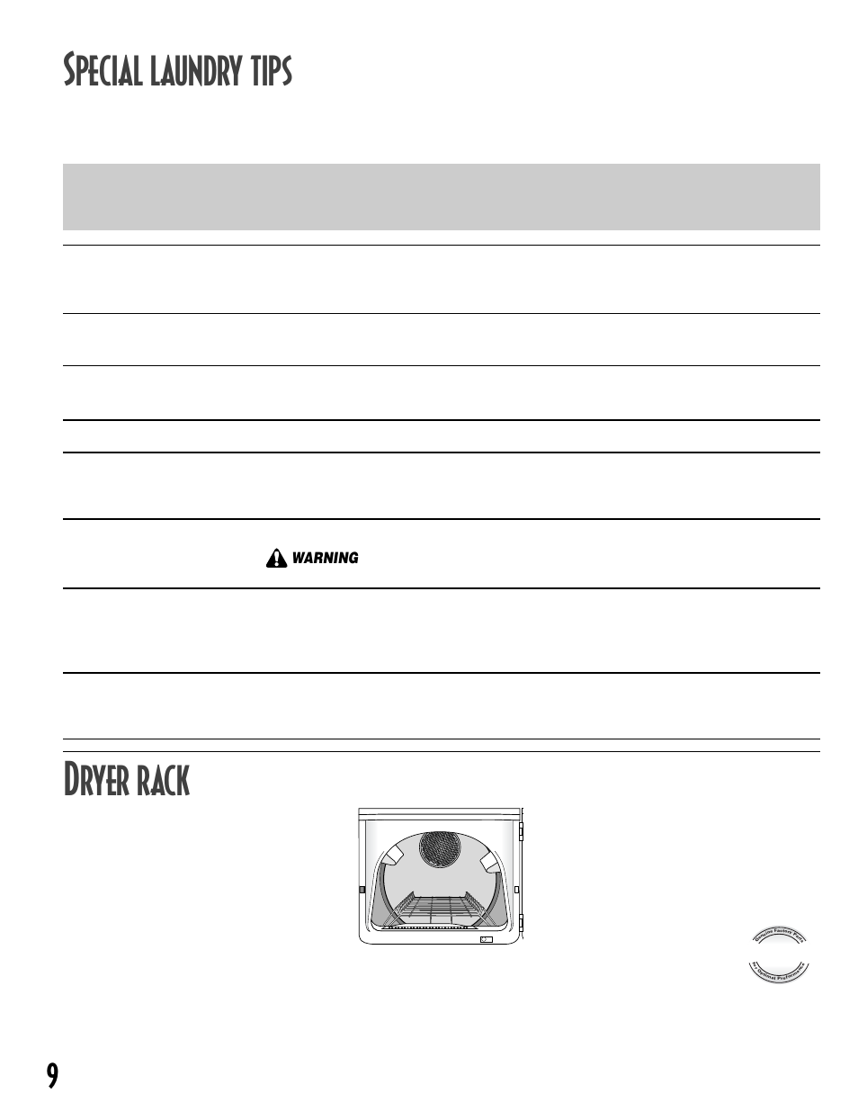Pecial laundry tips, Ryer rack, Get real | Maytag INTELLIDRY MD-16 User Manual | Page 10 / 12