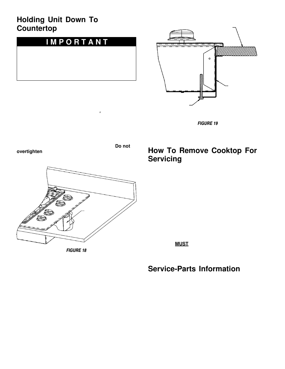 How to remove cooktop for servicing, Service-parts information | Maytag MGC5536 User Manual | Page 12 / 36