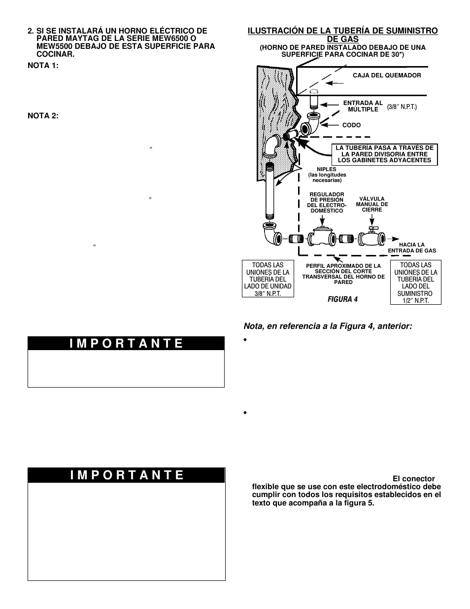 Nota, en referencia a la figura 4, anterior | Maytag MGC5536 User Manual | Page 17 / 36