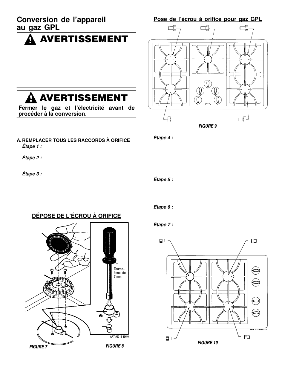 Avertissement, Conversion de l’appareil au gaz gpl | Maytag MGC5536 User Manual | Page 32 / 36