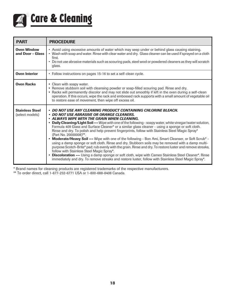 Care & cleaning | Maytag Gas - Precision Touch Control 500 Range User Manual | Page 19 / 80