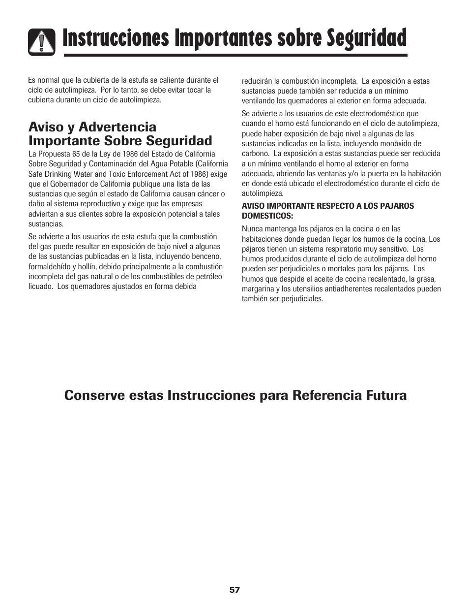 Instrucciones importantes sobre seguridad | Maytag Gas - Precision Touch Control 500 Range User Manual | Page 58 / 80