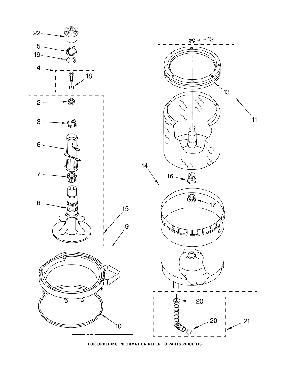 Agitator, basket and tub, Agitator, basket and tub parts | Maytag MGT3800TW1 User Manual | Page 15 / 22