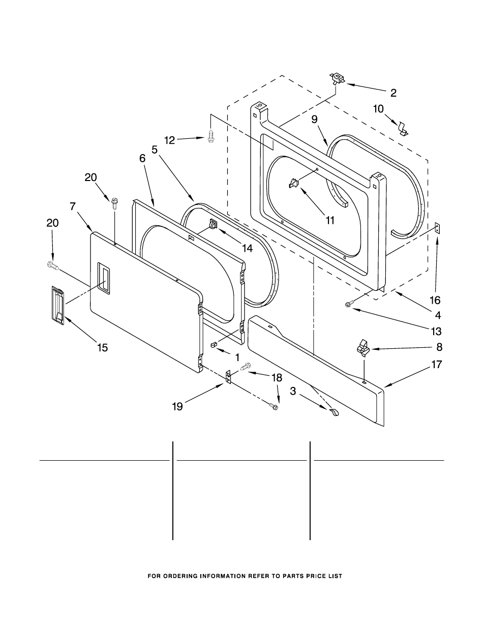 Dryer front panel and door, Dryer front panel and door parts | Maytag MGT3800TW1 User Manual | Page 2 / 22