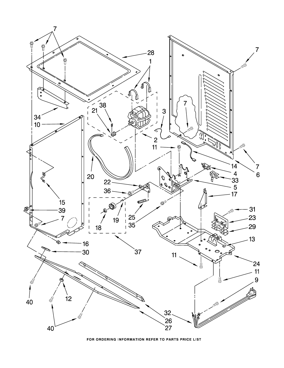 Dryer cabinet and motor, Dryer cabinet and motor parts | Maytag MGT3800TW1 User Manual | Page 3 / 22