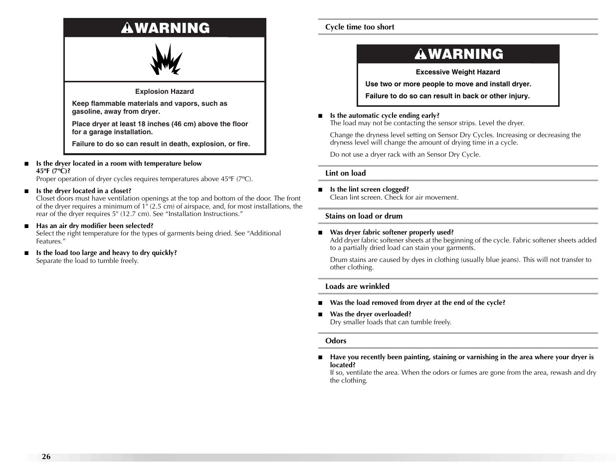 Warning | Maytag Epic z W10112943A User Manual | Page 26 / 84