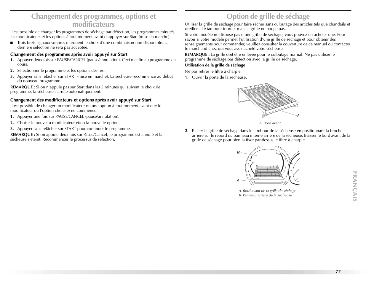 Option de grille de séchage | Maytag Epic z W10112943A User Manual | Page 77 / 84