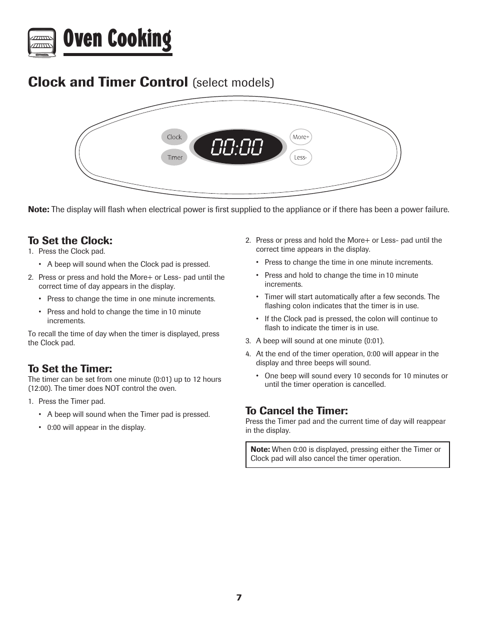 Oven cooking, Clock and timer control, Select models) | Maytag Performa 8113P424-60 User Manual | Page 8 / 84