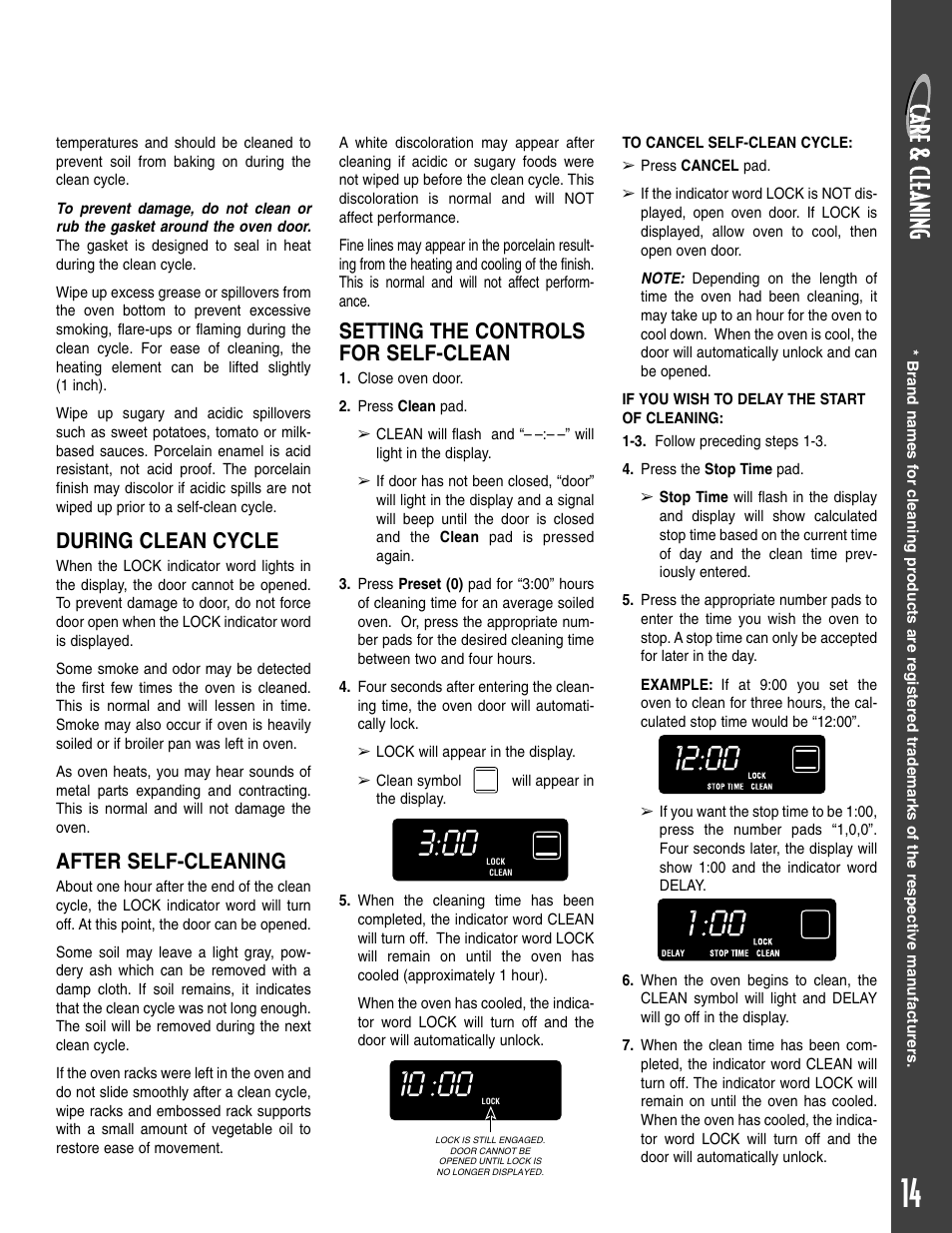During clean cycle, After self-cleaning, Setting the controls for self-clean | Maytag T2 User Manual | Page 15 / 64