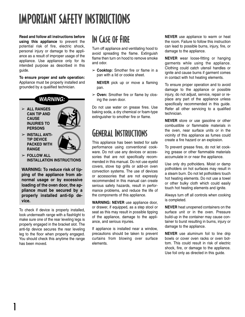 Important safety instructions, General instructions | Maytag T2 User Manual | Page 2 / 64