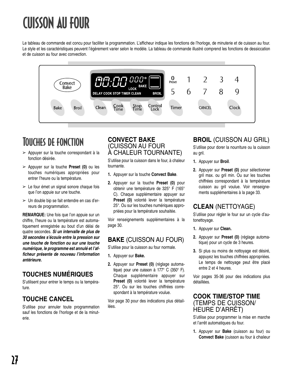 Cuisson au four, Touches de fonction | Maytag T2 User Manual | Page 28 / 64