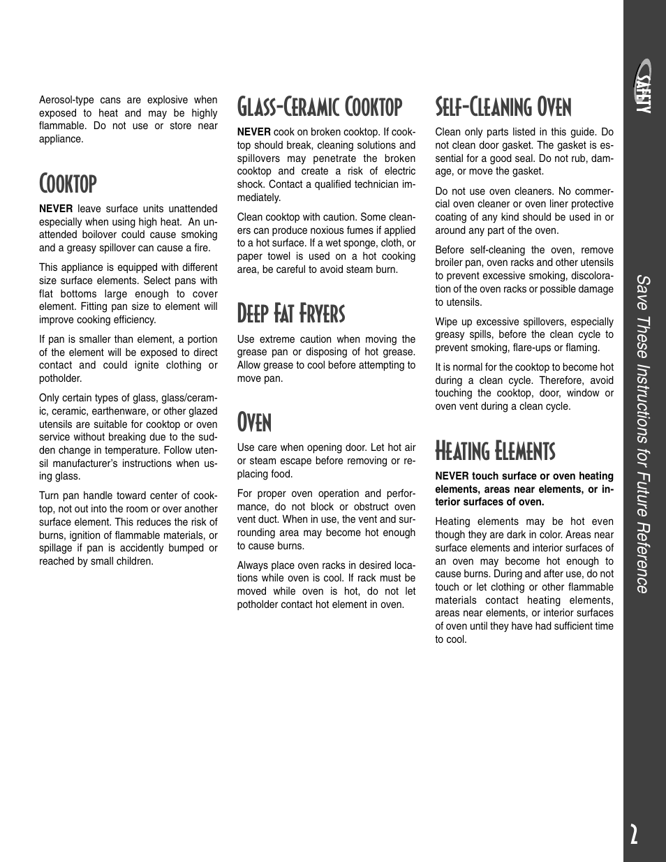 Cooktop, Glass-ceramic cooktop, Deep fat fryers | Oven, Self-cleaning oven, Heating elements | Maytag T2 User Manual | Page 3 / 64