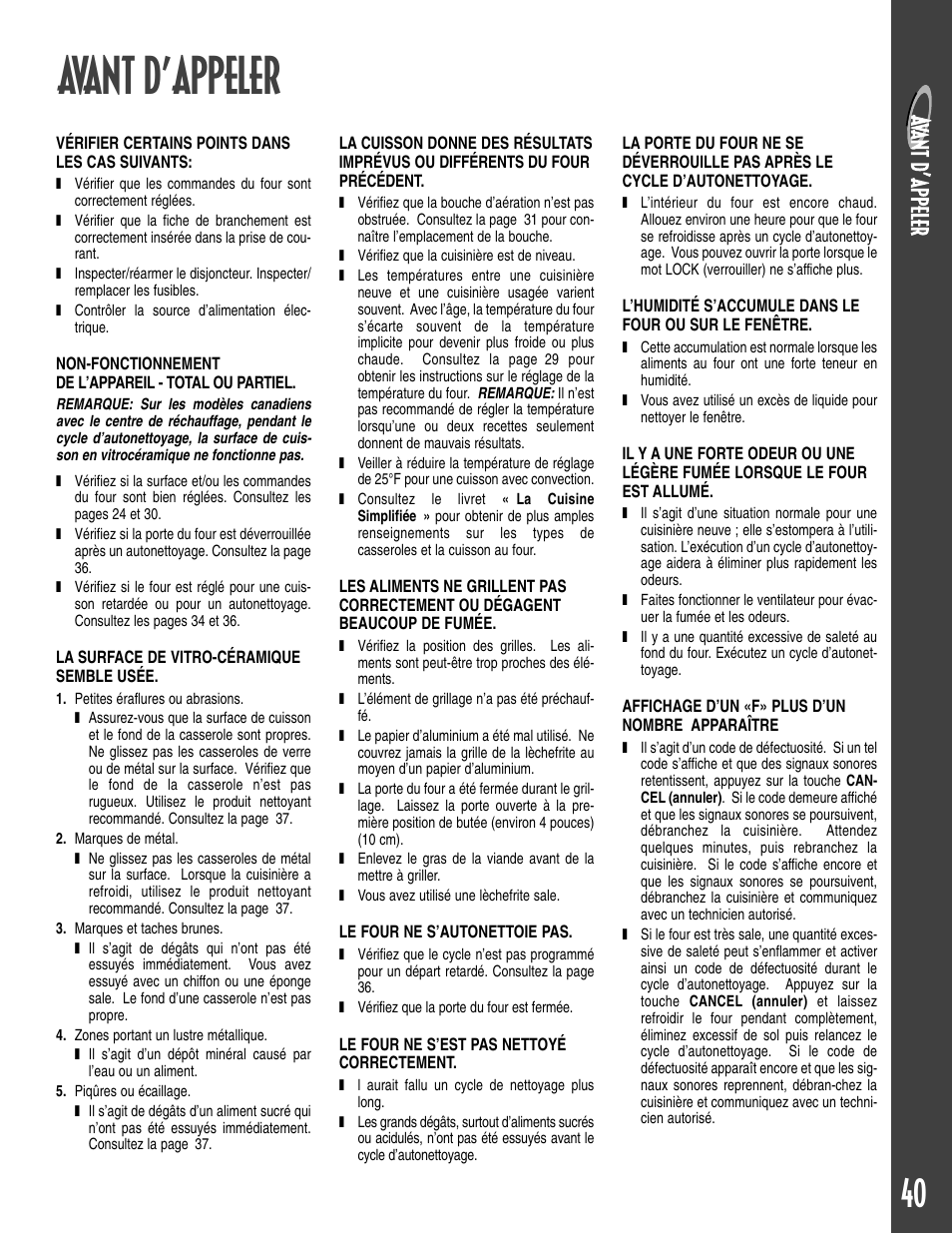 Avant d’appeler | Maytag T2 User Manual | Page 41 / 64