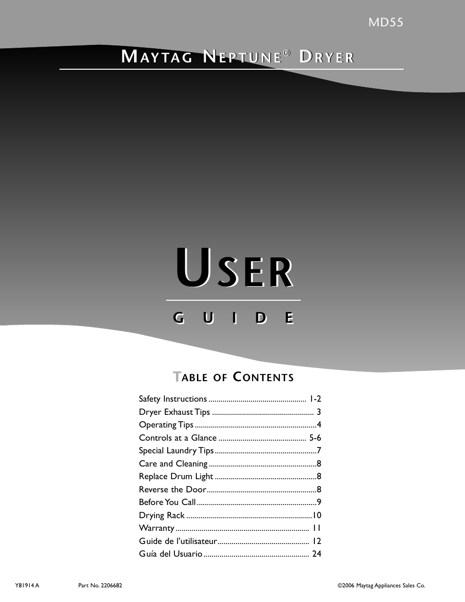 Maytag MD 55 User Manual | 36 pages