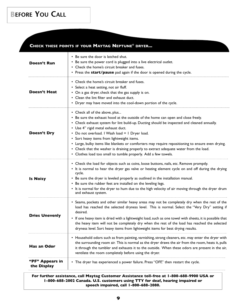 Efore | Maytag MD 55 User Manual | Page 10 / 36