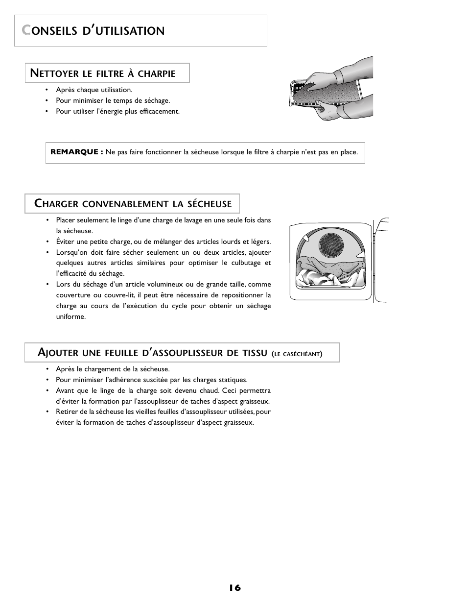 Onseils d, Utilisation | Maytag MD 55 User Manual | Page 17 / 36