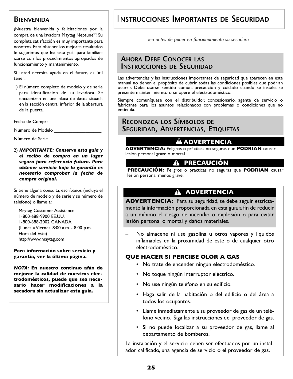 Nstrucciones, Mportantes de, Eguridad | Maytag MD 55 User Manual | Page 26 / 36