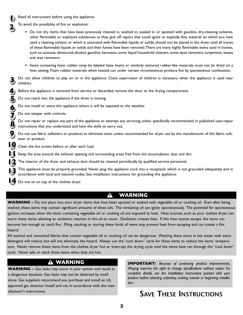 Hese, Nstructions | Maytag MD 55 User Manual | Page 3 / 36