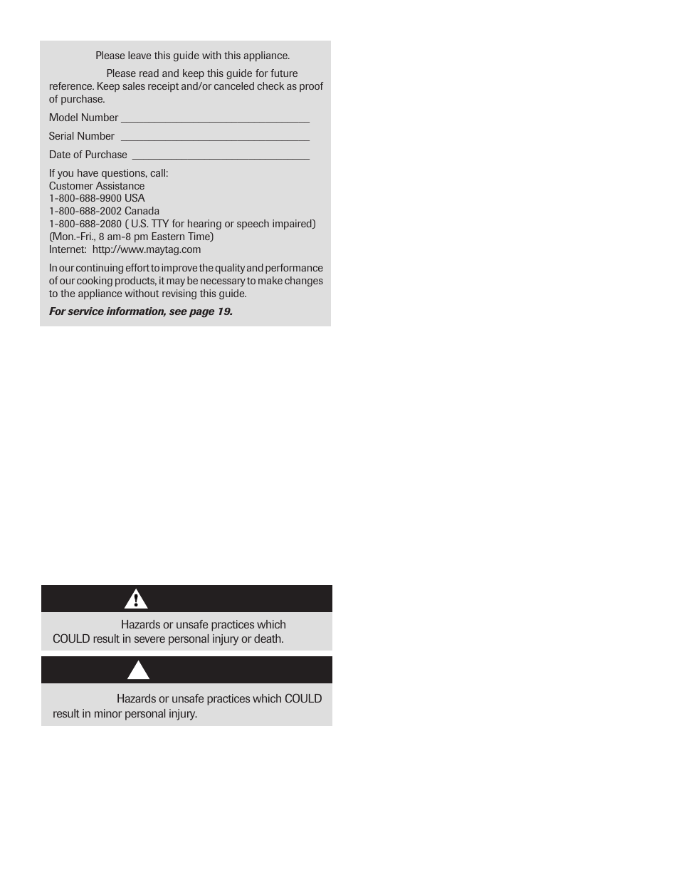 Recognize safety symbols, words, labels, Warning caution | Maytag 8113P645-60 User Manual | Page 2 / 68