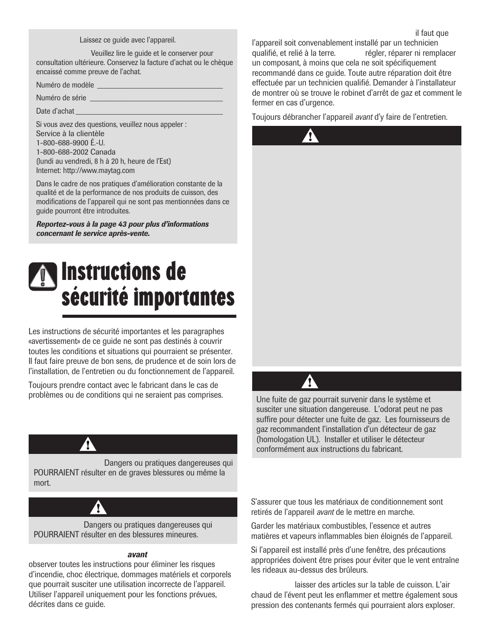 Instructions de sécurité importantes | Maytag 8113P645-60 User Manual | Page 22 / 68