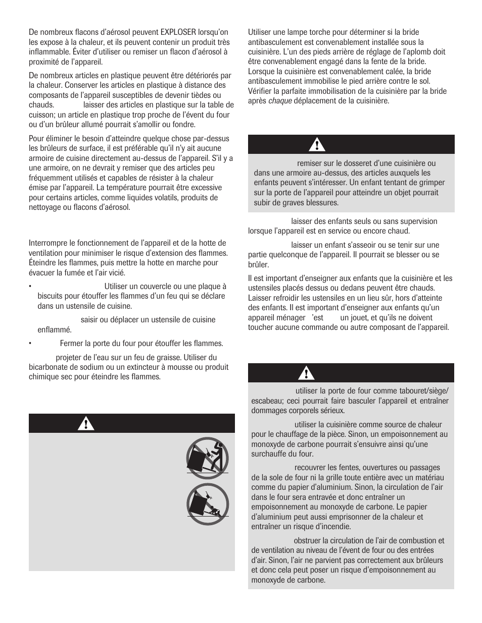 Familiarisation avec l’appareil, En cas d’incendie, Instructions générales | Sécurité pour les enfants | Maytag 8113P645-60 User Manual | Page 23 / 68