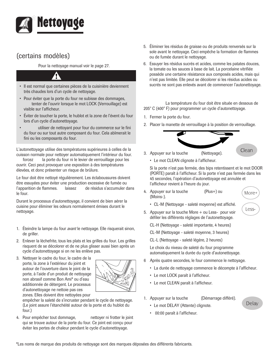 Nettoyage, Four autonettoyant, Certains modèles) | Attention, Avant l’autonettoyage | Maytag 8113P645-60 User Manual | Page 26 / 68