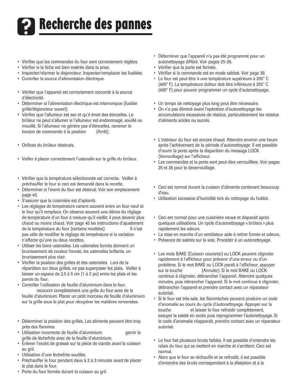 Recherche des pannes | Maytag 8113P645-60 User Manual | Page 31 / 68