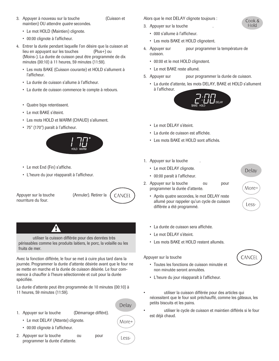 Cuisson courante différée, Attention | Maytag 8113P645-60 User Manual | Page 38 / 68