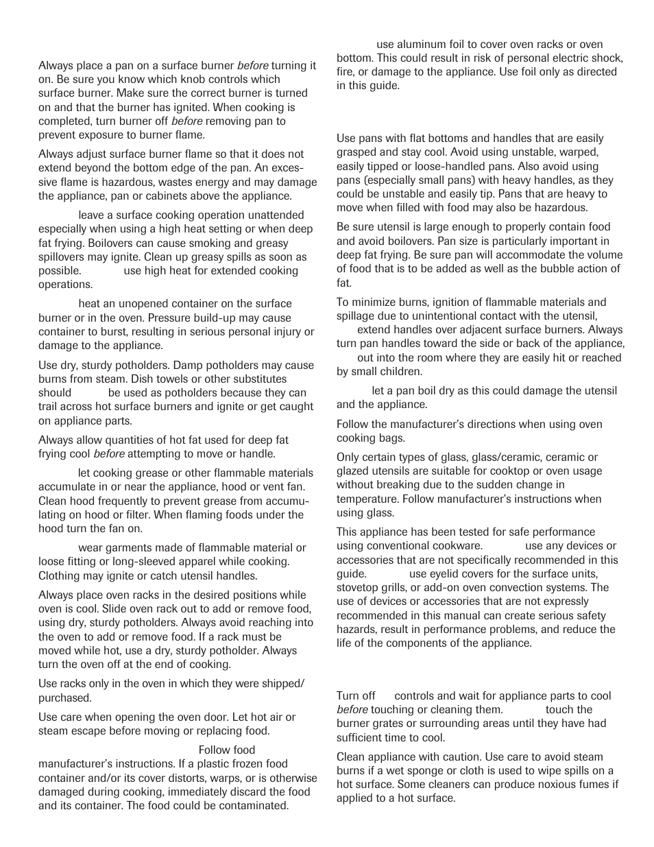 Cooking safety, Utensil safety, Cleaning safety | Maytag 8113P645-60 User Manual | Page 4 / 68