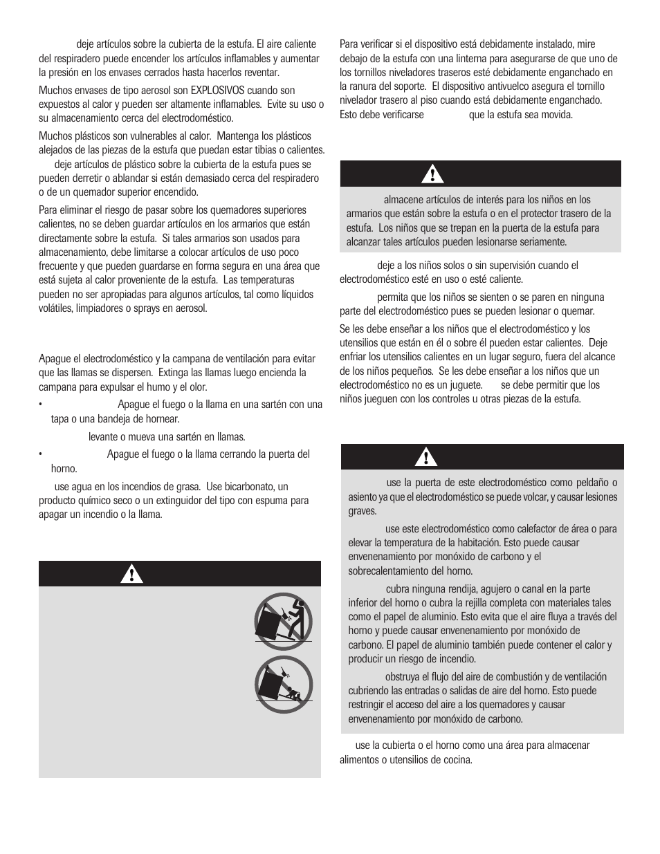 Instrucciones generales, Seguridad para los niños, Generalidades | En caso de incendio | Maytag 8113P645-60 User Manual | Page 47 / 68
