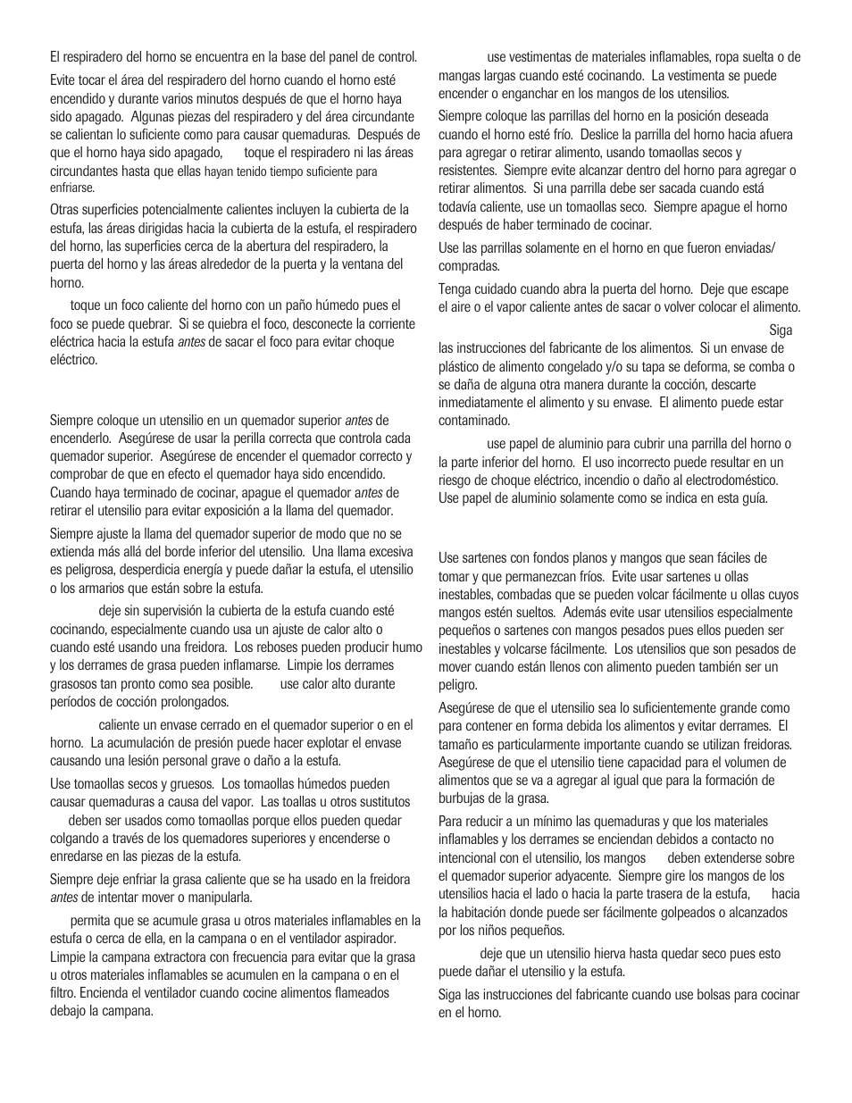Seguridad para cocinar, Utensilios apropiados | Maytag 8113P645-60 User Manual | Page 48 / 68