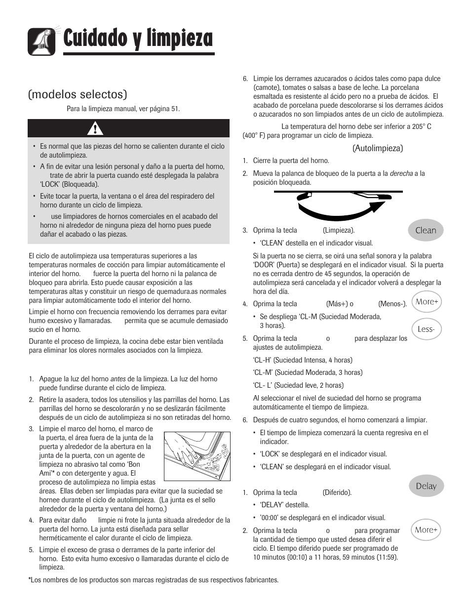 Cuidado y limpieza, Horno autolimpiante, Modelos selectos) | Precaución, Antes de la autolimpieza | Maytag 8113P645-60 User Manual | Page 50 / 68