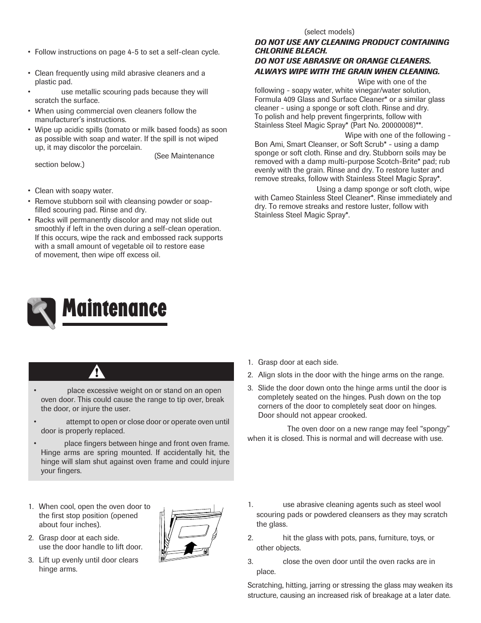 Maintenance, Oven door, Oven window | Caution | Maytag 8113P645-60 User Manual | Page 8 / 68