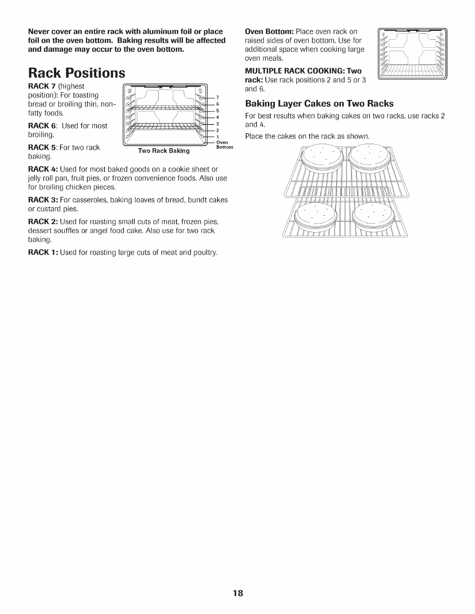 Rack positions, Baking layer cakes on two racks | Maytag AGS1740BDQ User Manual | Page 19 / 20