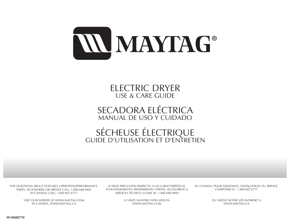 Maytag ELECTRIC DYER User Manual | 72 pages