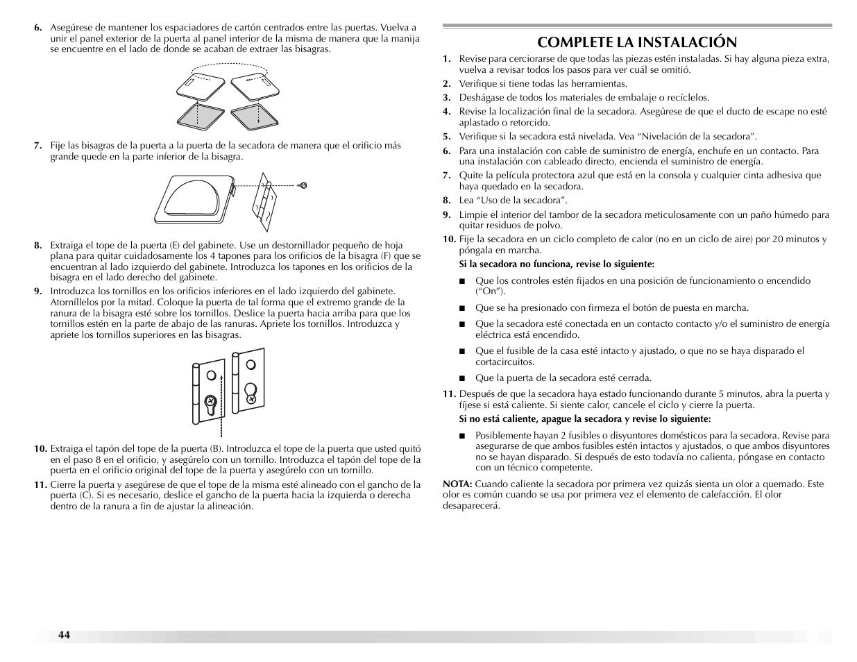 Complete la instalación | Maytag ELECTRIC DYER User Manual | Page 44 / 72