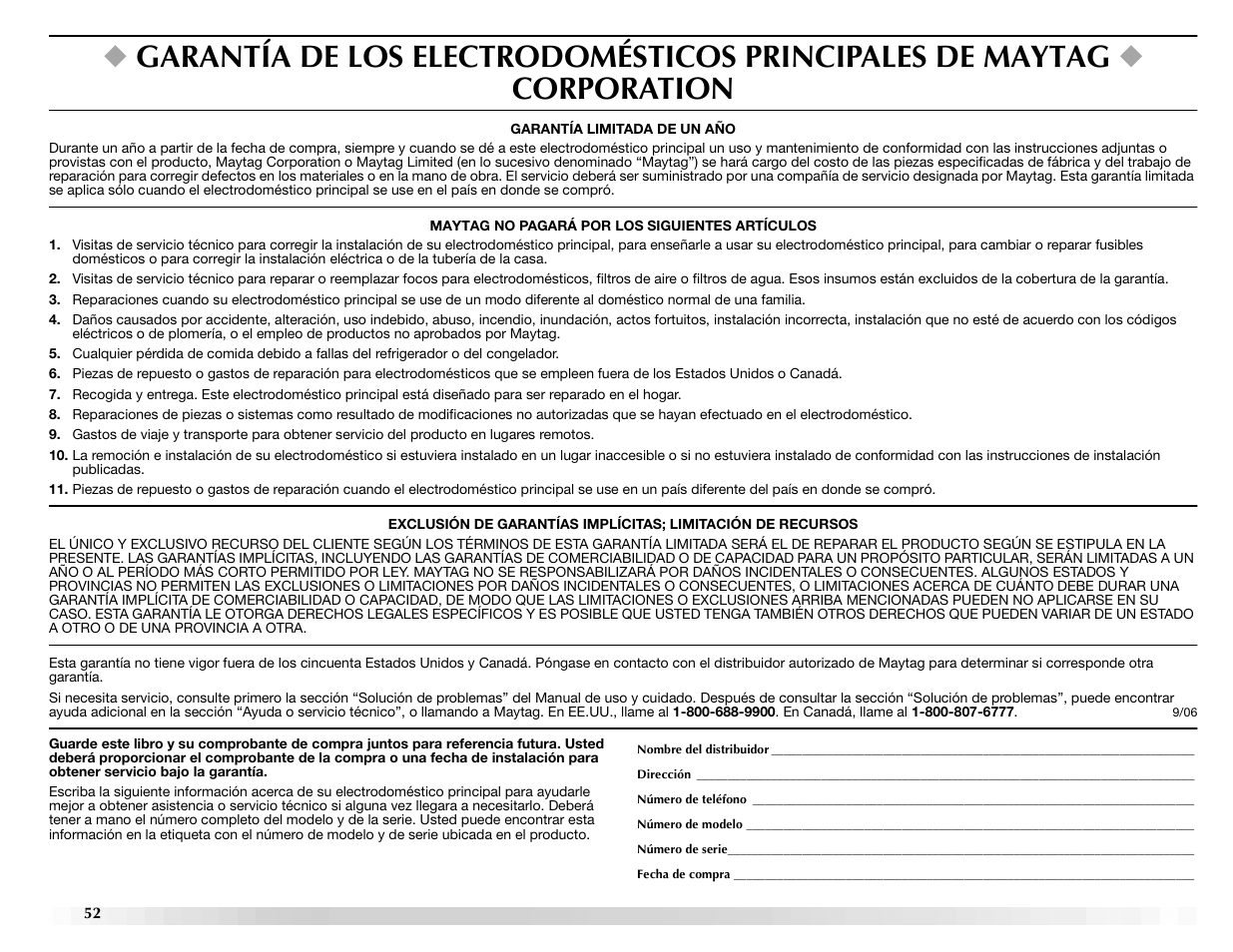 Maytag ELECTRIC DYER User Manual | Page 52 / 72