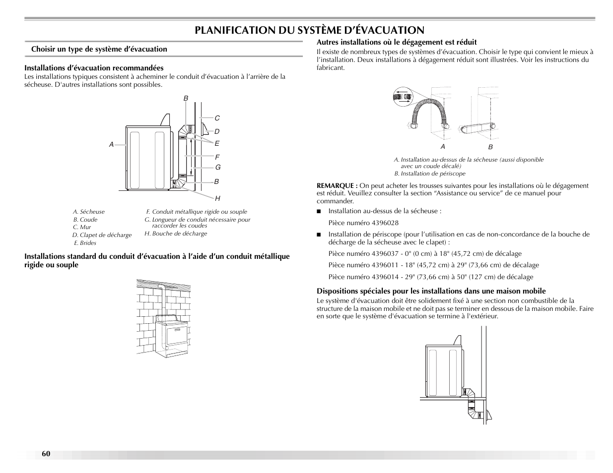 Planification du système d’évacuation | Maytag ELECTRIC DYER User Manual | Page 60 / 72