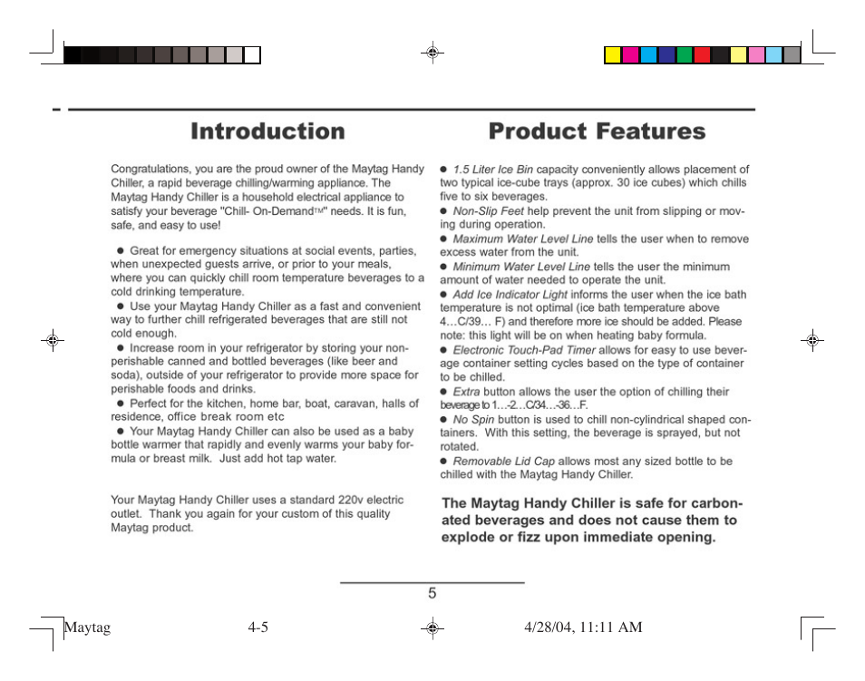 Product features, Introduction product features, Beva^ b 1.. .^ qgl <36...f | Maytag MSA240HC User Manual | Page 5 / 16