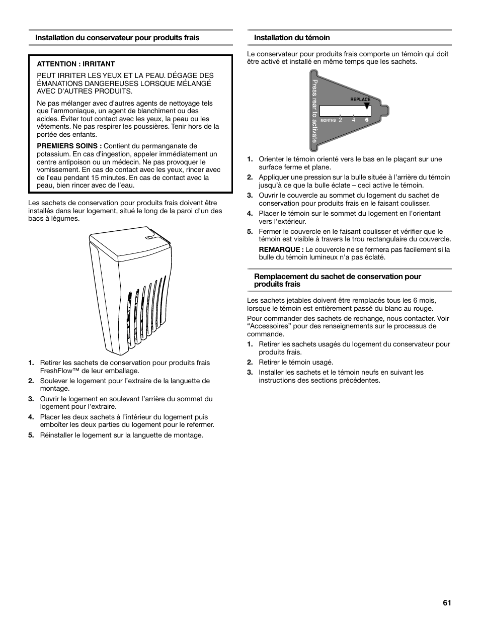Installation du témoin | Maytag W10359302A User Manual | Page 61 / 74