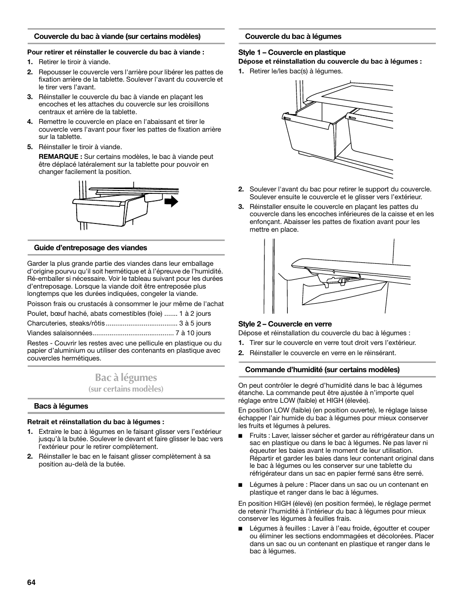 Bac à légumes | Maytag W10359302A User Manual | Page 64 / 74