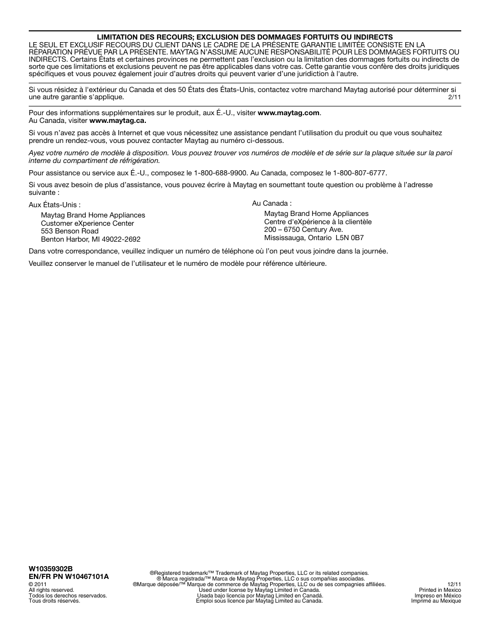 Maytag W10359302A User Manual | Page 74 / 74