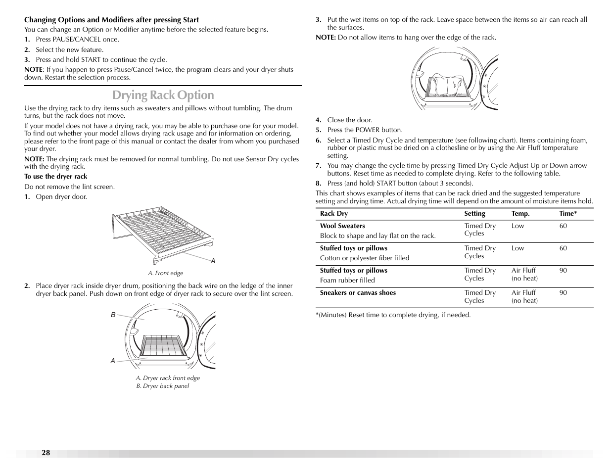 Drying rack option | Maytag Epic z W10112937A User Manual | Page 28 / 92