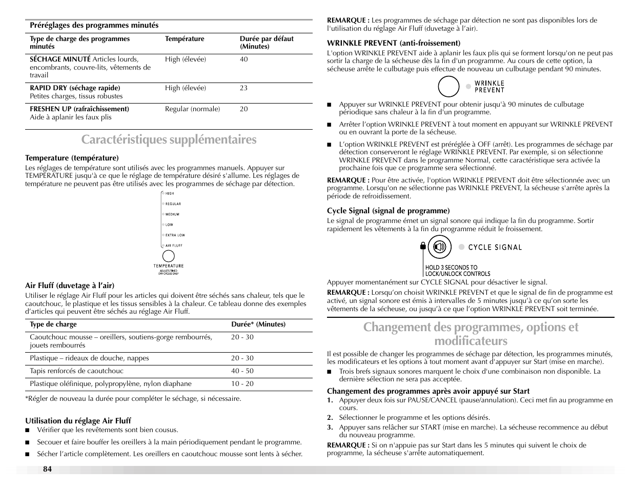 Caractéristiques supplémentaires | Maytag Epic z W10112937A User Manual | Page 84 / 92