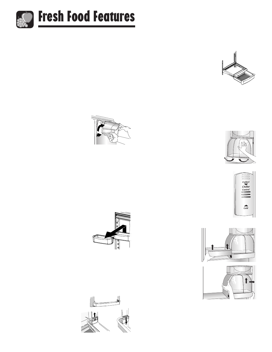 Fresh food features, Door storage, Storage drawers | Maytag G32026PExx User Manual | Page 11 / 22